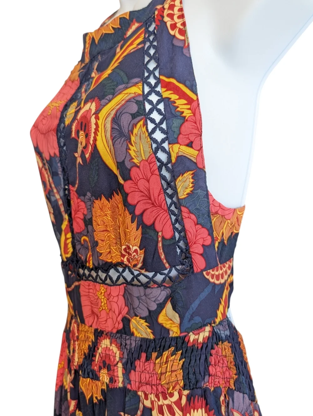 Jaase Endless Summer Maxi Dress Navy Blue Halter Open Back Sz M Summer Vacation - Picture 5 of 10